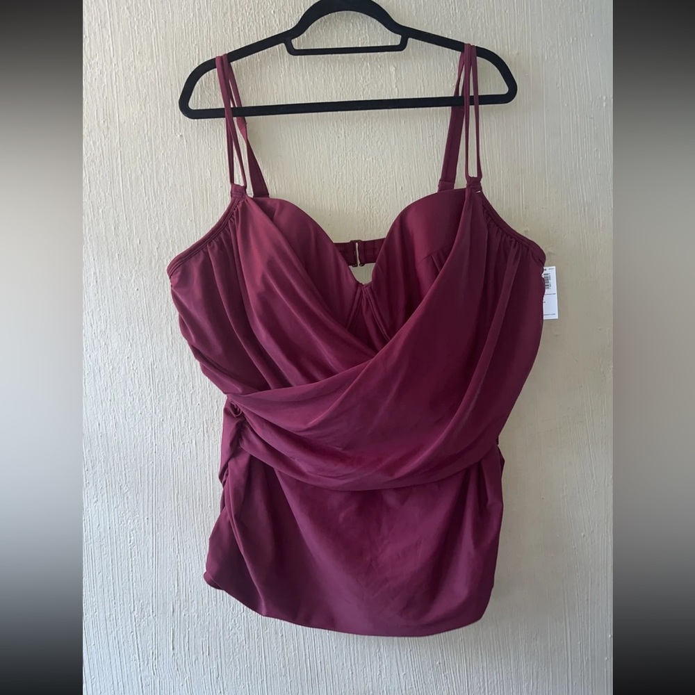 Old Navy red Underwire Bra Tankini Swim Top 3X NWT Swimsuit Drape Wrap